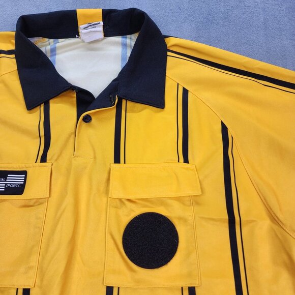 Official Sports US Soccer Referee Jersey Polo Shirt Mens Size XL Yellow Pockets - Picture 3 of 11